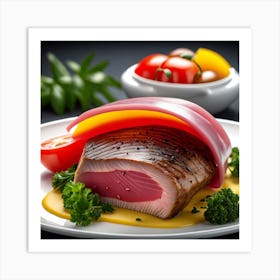 Tuna Steak On A Plate Art Print