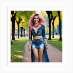 Beautiful Young Woman With Pink Hair Art Print