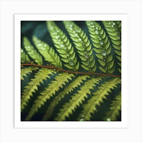 Fern Leaf With Raindrops Art Print