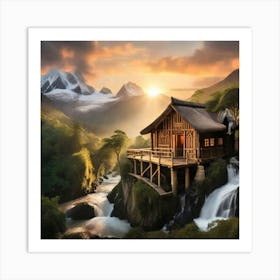 Waterfall House Art Print