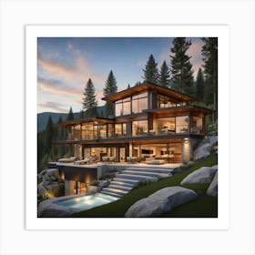 Modern Home In The Mountains 5 Art Print