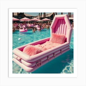 Pink Pool Lounger Art Print