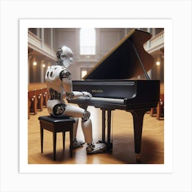 Robot Playing Piano 2 Art Print