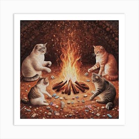 Gambling Cats Mosaic Art Print