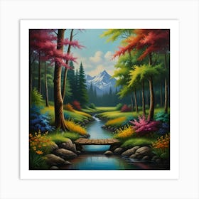 Bridge In The Woods Art Print