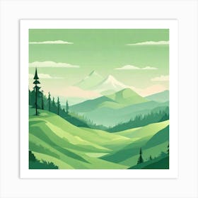 Misty mountains background in green tone 185 Art Print