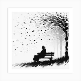 Man On A Bench Art Print