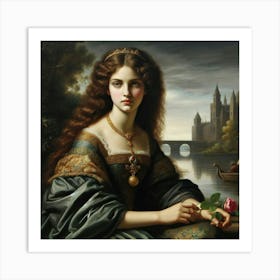 Lady With A Rose16 Art Print