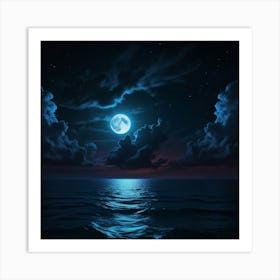 Default Neon Light Art In The Dark Of Night Moonlit Seas Cloud 1 (1) Art Print