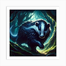 Badger In The Forest Art Print