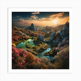 Sunset In The Mountains Art Print