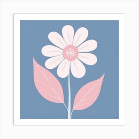 A White And Pink Flower In Minimalist Style Square Composition 546 Art Print