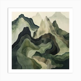 Japanese Watercolour Of Mount Kinpu 3 Art Print