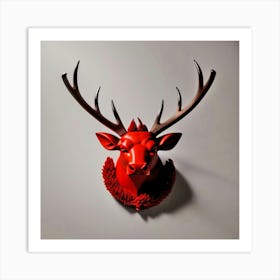 Red Deer Head 1 Art Print