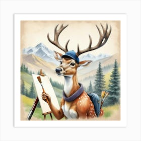 Deer Artist Art Print