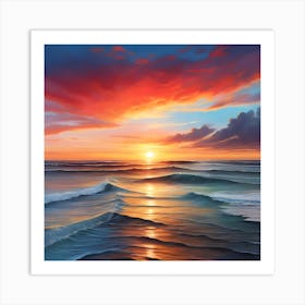 Sunset Over The Ocean Art Print