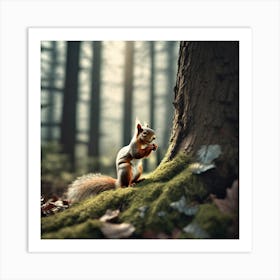 Squirrel In The Forest 256 Art Print