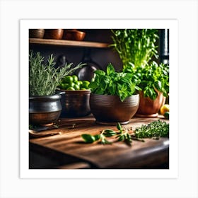 Kitchen With Herbs Art Print