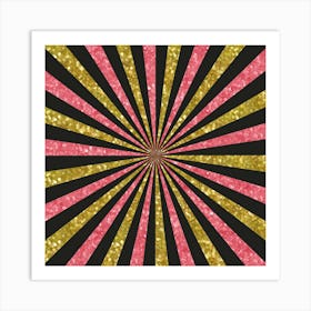 Gold Glitter Sunburst Background 09 Art Print