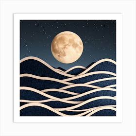 Full Moon Over The Ocean 2 Art Print