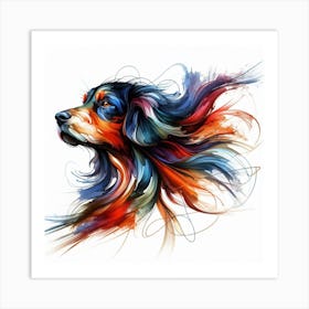 Experience The Beauty And Grace Of A Dog In Motion With This Dynamic Watercolour Art Print 1 Art Print