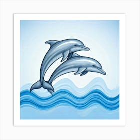 Dolphins In The Water 2 Art Print