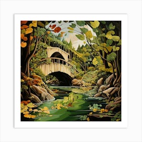 Bridge In The Woods Art Print