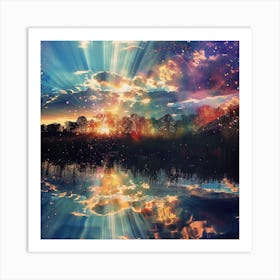 Sunrise Over Water Canvas Print Art Print