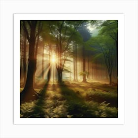 Sunrise In The Forest 10 Art Print