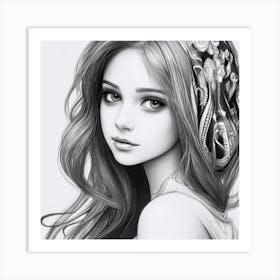 Girl With Long Hair 3 Art Print