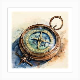 Watercolor Compass Art Print