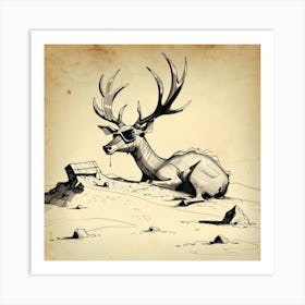 Deer In The Desert Art Print