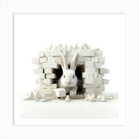 White Rabbit In A Brick Wall Art Print