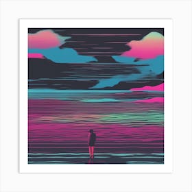 Minimalism Masterpiece, Trace In The Waves To Infinity + Fine Layered Texture + Complementary Cmyk C (28) Art Print