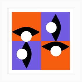 Orange and Purple Checkered Eye Art Print