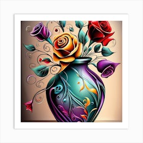 Roses In A Vase 7 Art Print