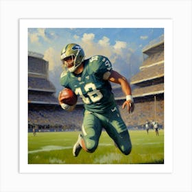 Full Force Football Athlete in Protective Gear Art Print