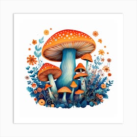 Mushrooms And Flowers 13 Art Print