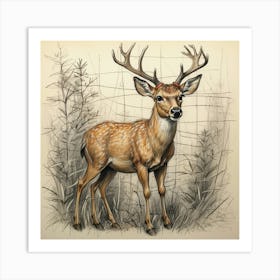 Deer Drawing 43 Art Print