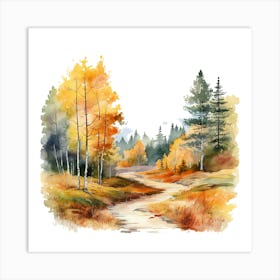 Watercolor Autumn Forest 9 Art Print