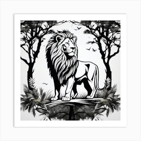 Lion In The Forest 15 Art Print