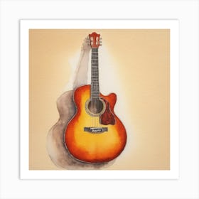Watercolor Acoustic Guitar Art Print