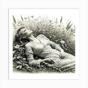 Girl In The Meadow Art Print