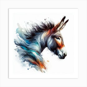 Experience The Beauty And Grace Of A Donkey In Motion With This Dynamic Watercolour Art Print Art Print