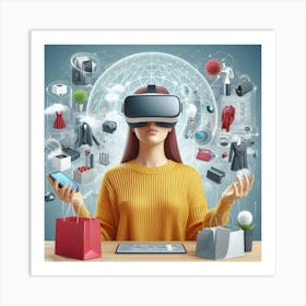 Woman With Vr Glasses Art Print