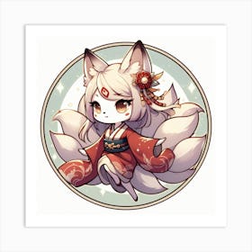 Kitsune Joy 2 Art Print