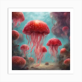 strawberry Jellyfish Art Print