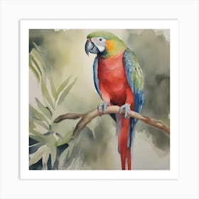 Watercolour Parrot Painting Art Print