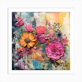 Vintage Bright Flowers 10 Art Print