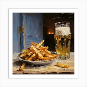 Beer And French Fries Art Print